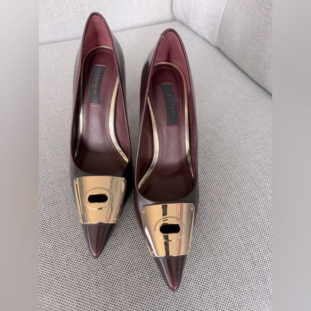 Coach Burgundy and Gold Heels